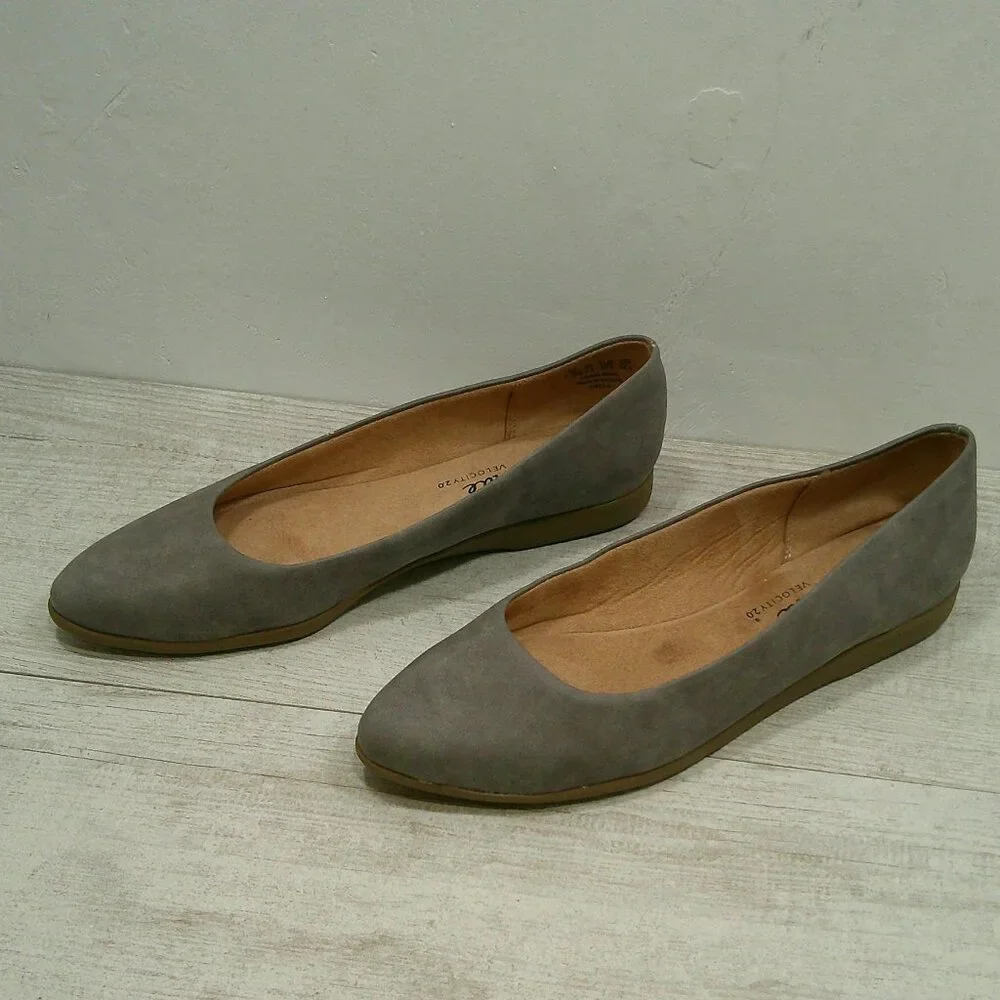 LifeStride Women's Amelia Loafer Flats Faux Suede Pewter Size 7.5 M